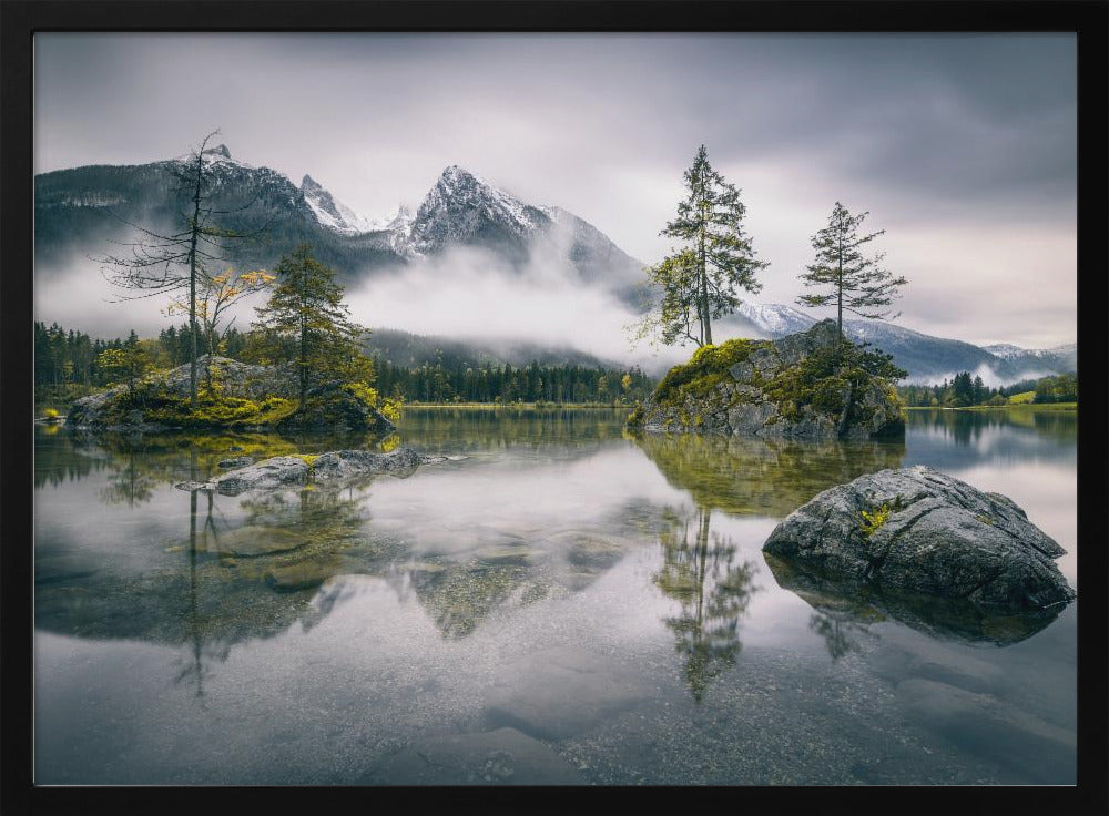 Regenachtige ochtend aan de Hintersee (Beieren) | Poster
