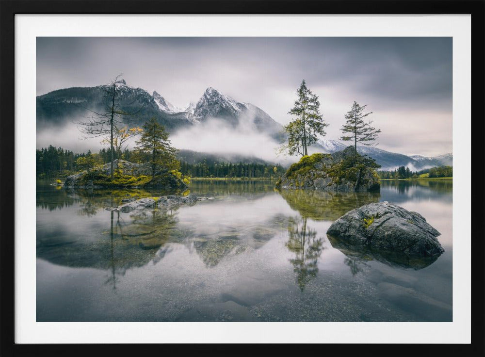 Regenachtige ochtend aan de Hintersee (Beieren) | Poster