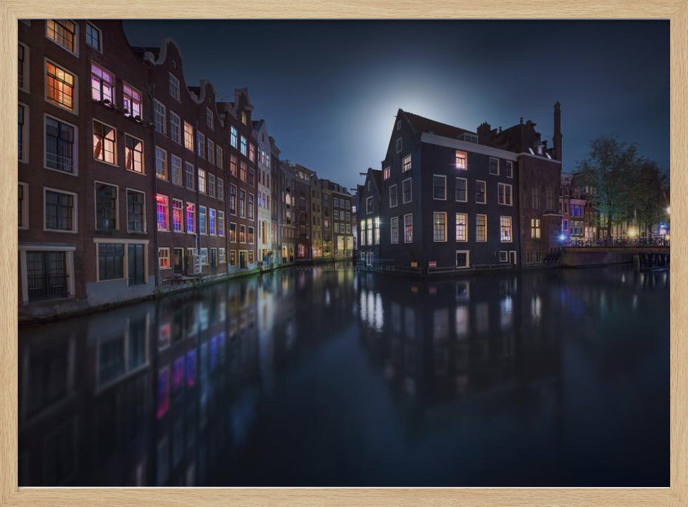 Maanlicht boven Amsterdam | Poster