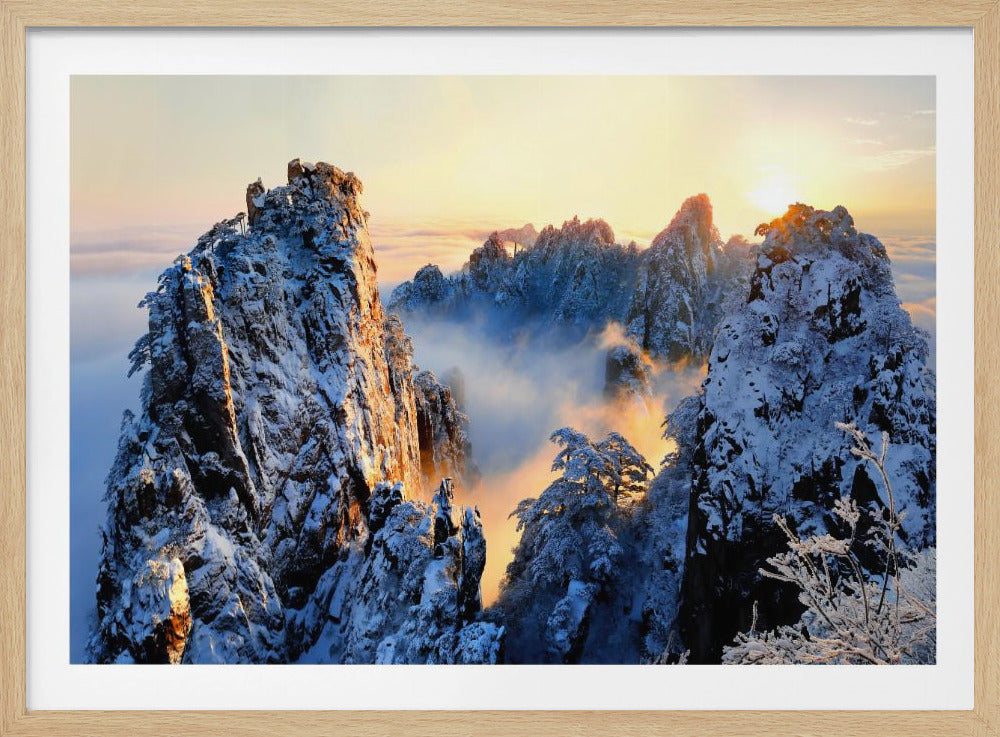 Zonsopgang op de berg Huang Shan | Poster