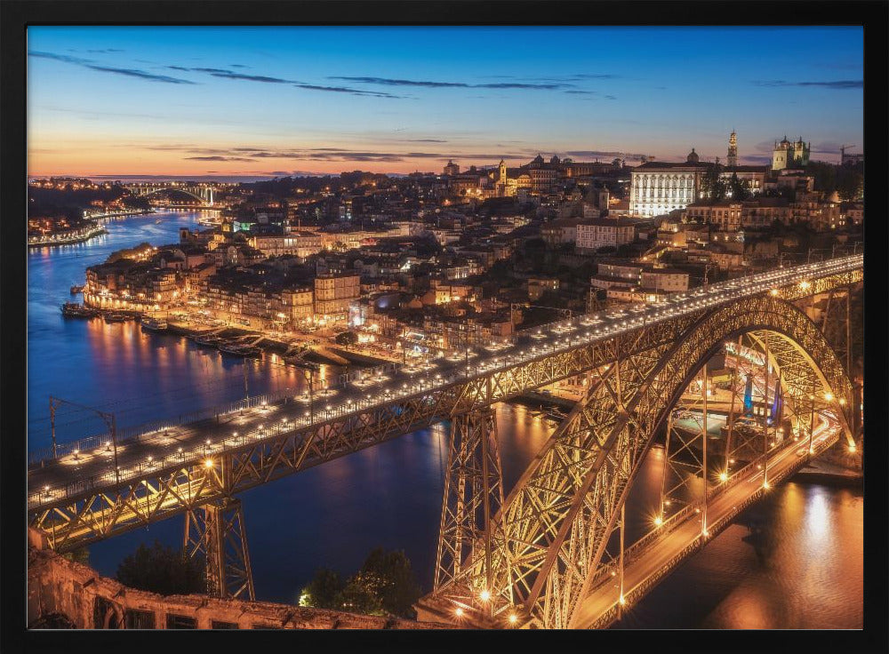 Portugal - Porto Blauw Uur | Poster