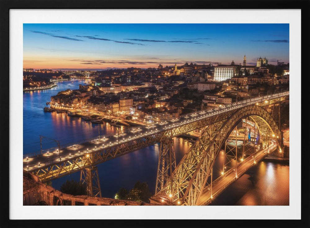 Portugal - Porto Blauw Uur | Poster