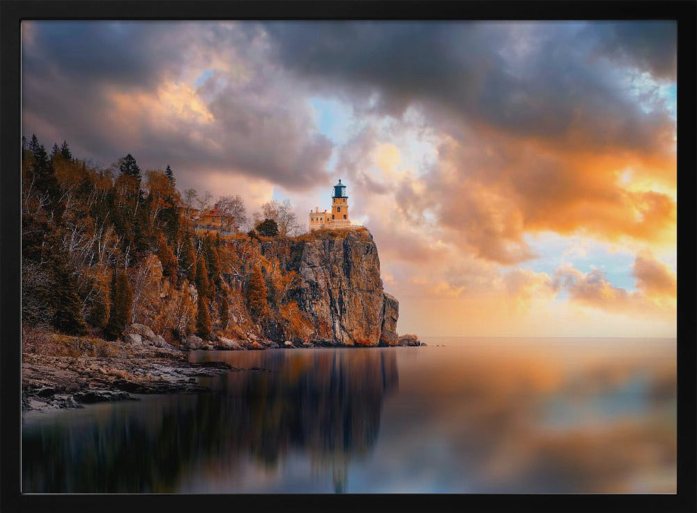 Een bewolkte dag bij Split Rock Lighthouse | Poster