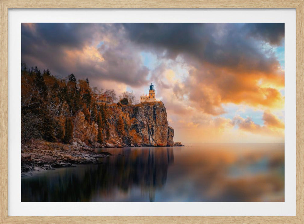 Een bewolkte dag bij Split Rock Lighthouse | Poster