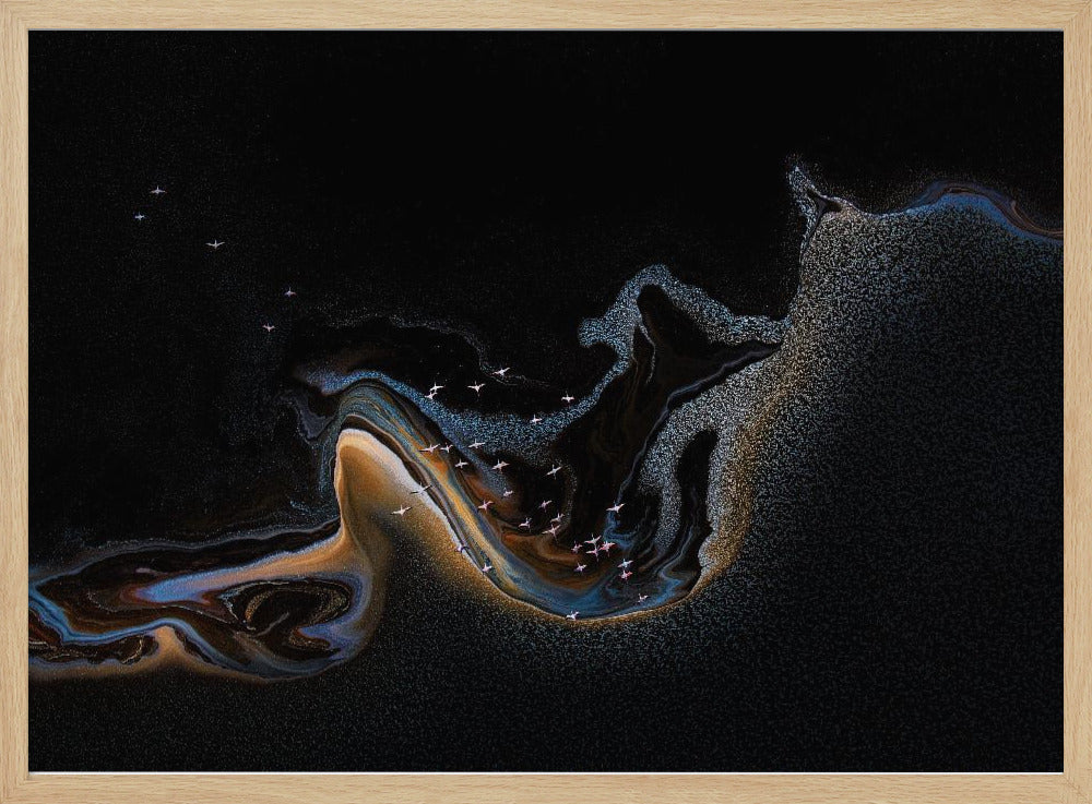 Flamingo over het meer | Poster