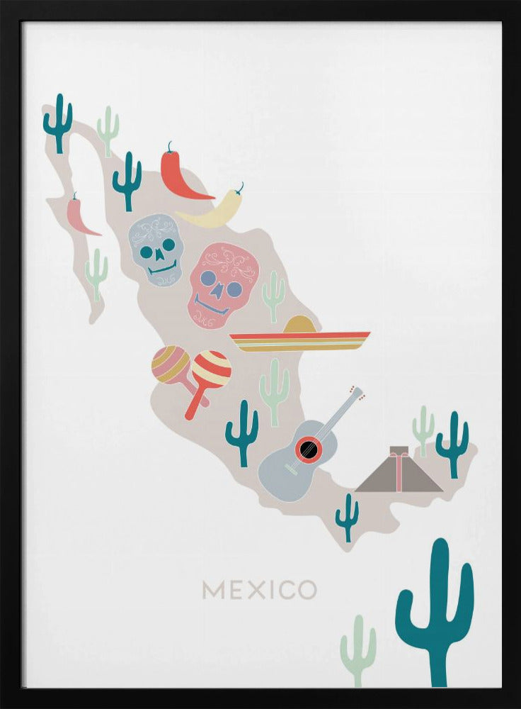 Kaart van Mexico nr. 1 | Poster