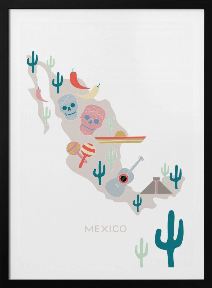 Kaart van Mexico nr. 1 | Poster