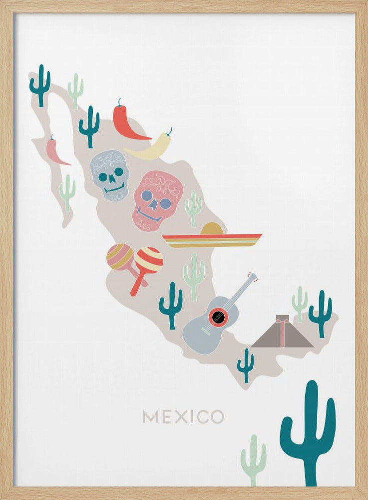 Kaart van Mexico nr. 1 | Poster