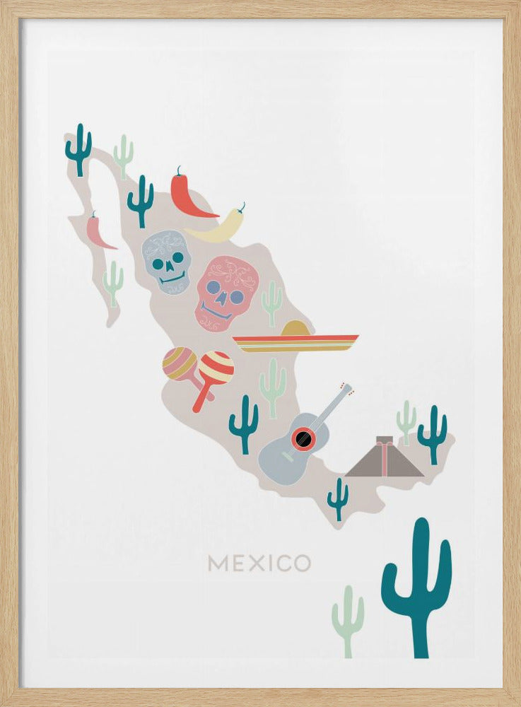 Kaart van Mexico nr. 1 | Poster