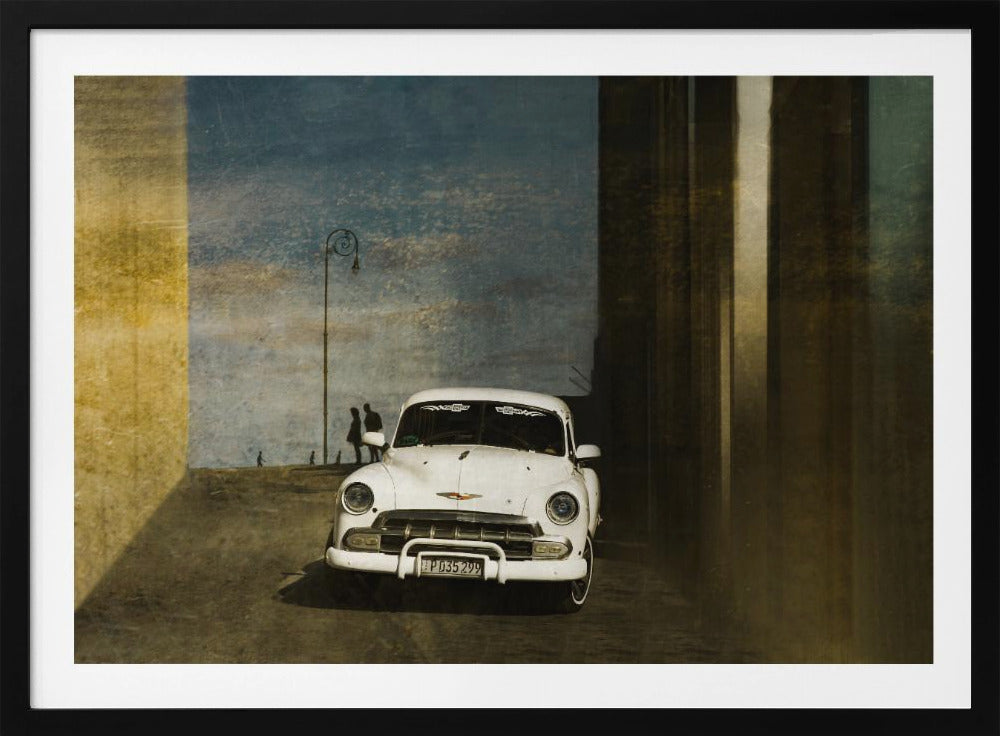 Een witte auto in Havana | Poster