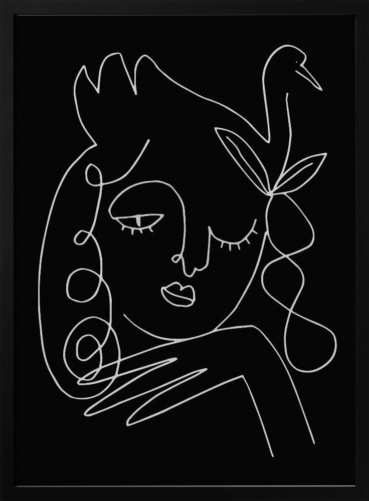 lineart_zwaan_zwart_vector_005 | Poster