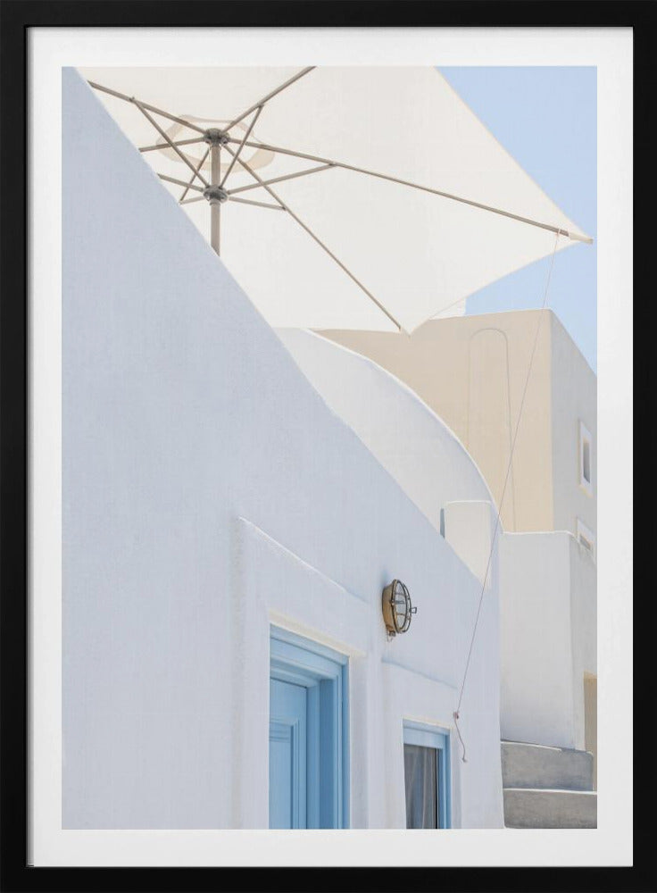 parasol en blauwe deuren | Poster