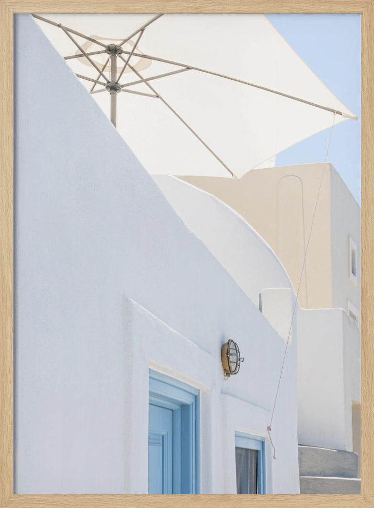 parasol en blauwe deuren | Poster