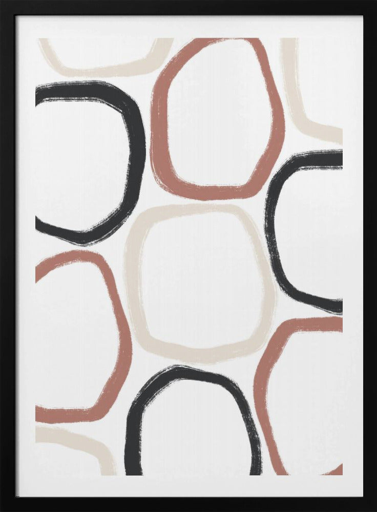Cirkels in zwartbeige en roest | Poster