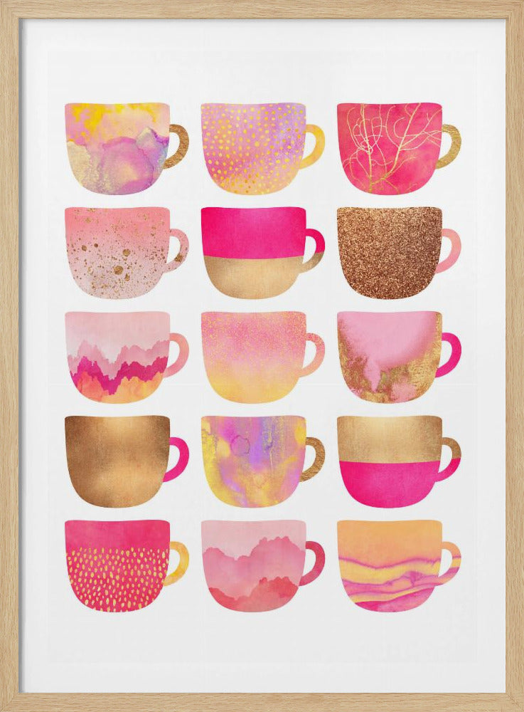 Mooie roze koffiekopjes | Poster