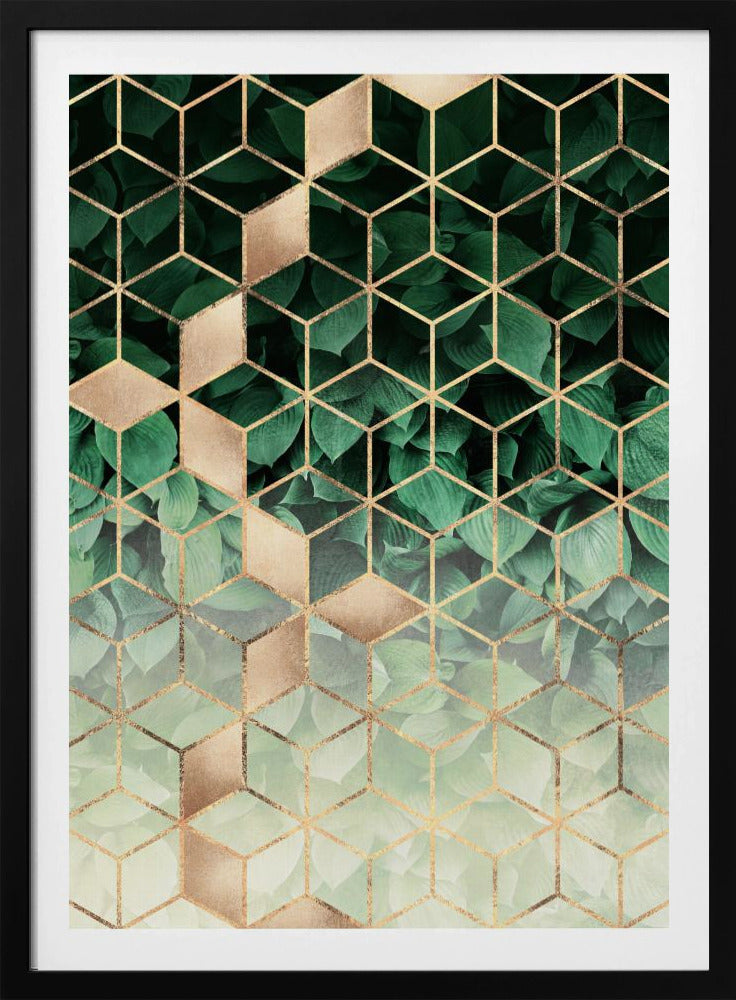 Bladeren en blokjes | Poster