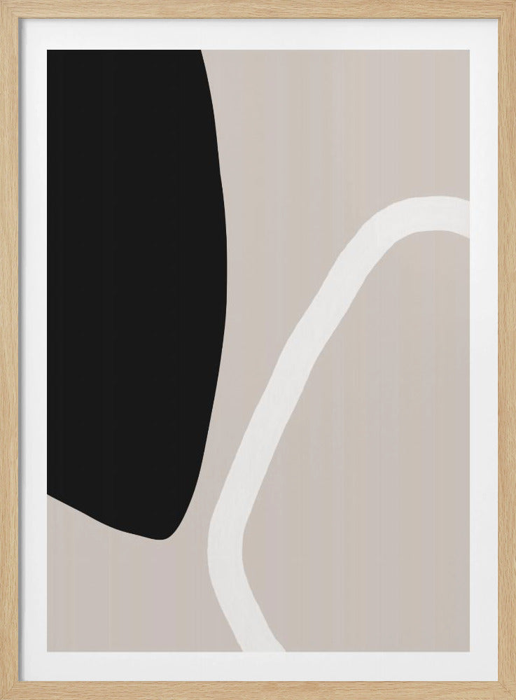 Opvallende zwarte vormen en een witte lijn | Poster