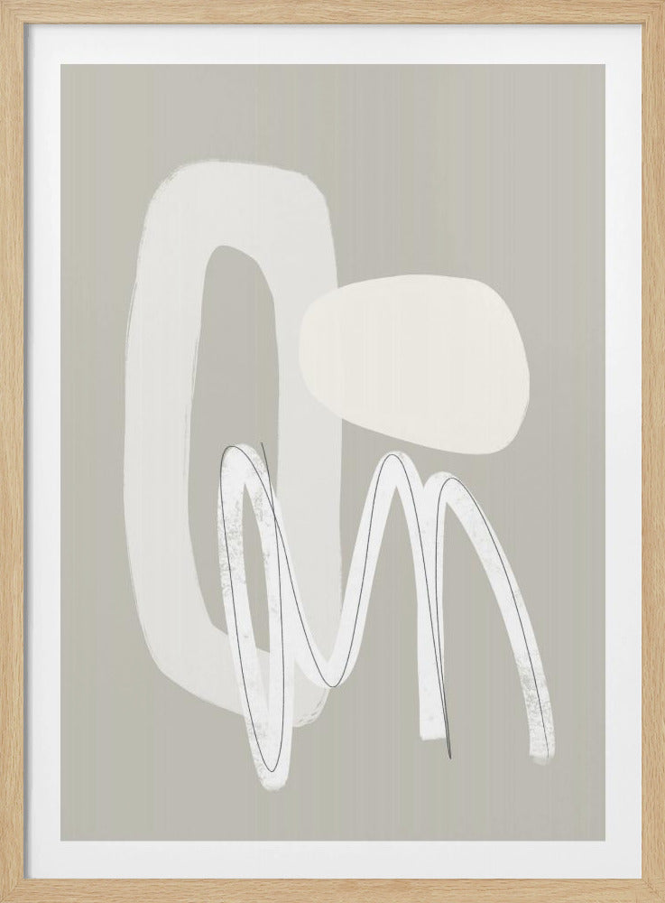 Vloeiende lijnen en vormen in neutrale tinten | Poster