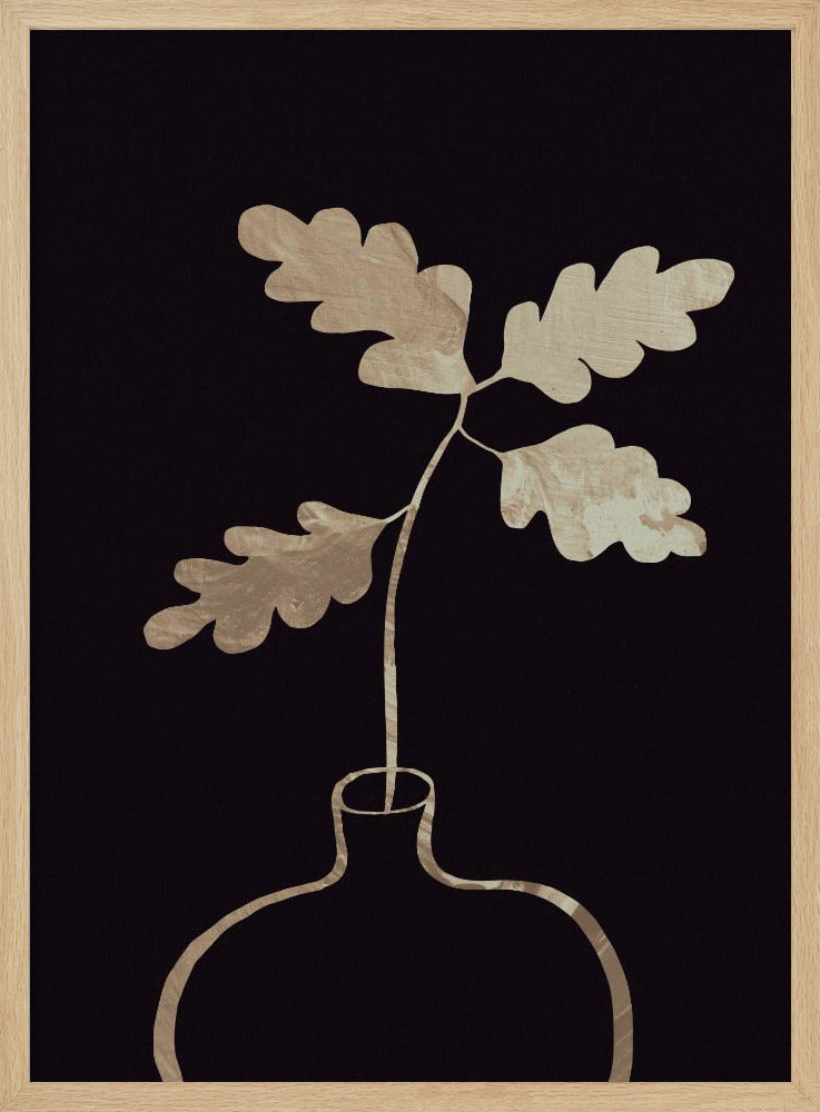 Bladeren in vaas_goud | Poster