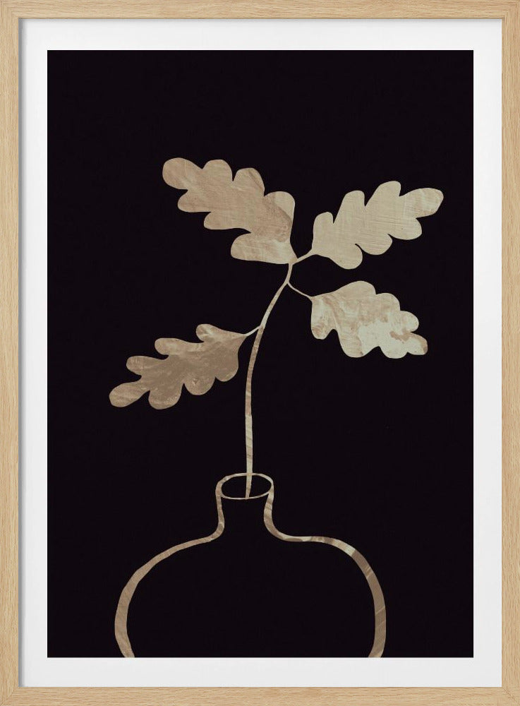 Bladeren in vaas_goud | Poster