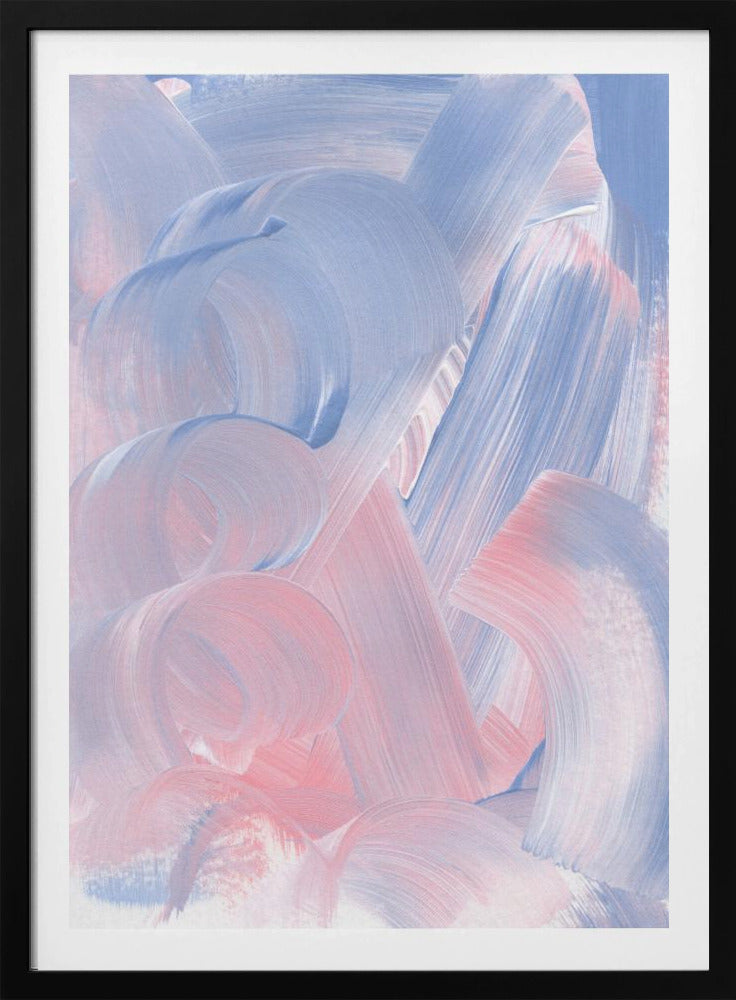 Pastelkleurige penseelstreken in blauwe en roze tinten | Poster