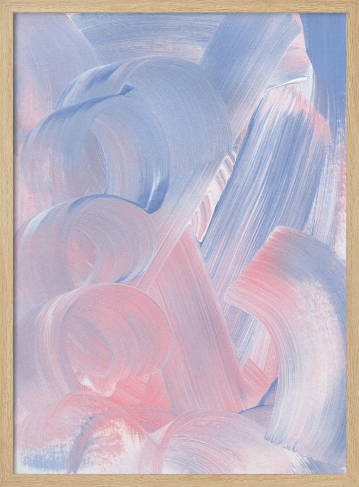 Pastelkleurige penseelstreken in blauwe en roze tinten | Poster