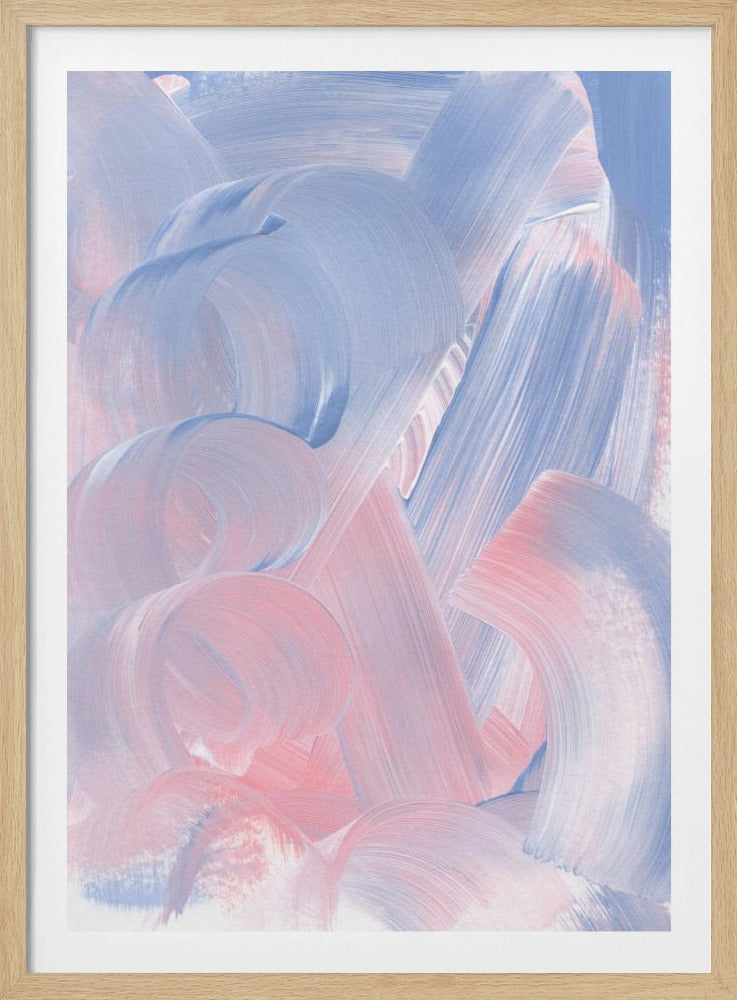 Pastelkleurige penseelstreken in blauwe en roze tinten | Poster