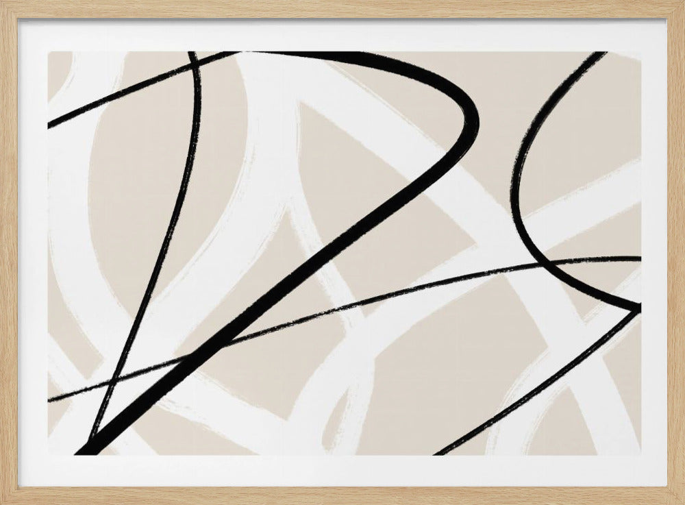 Zwarte lijnen op een neutrale beige achtergrond | Poster