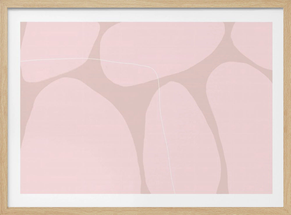 Roze organische vormen en dunne witte lijnen | Poster