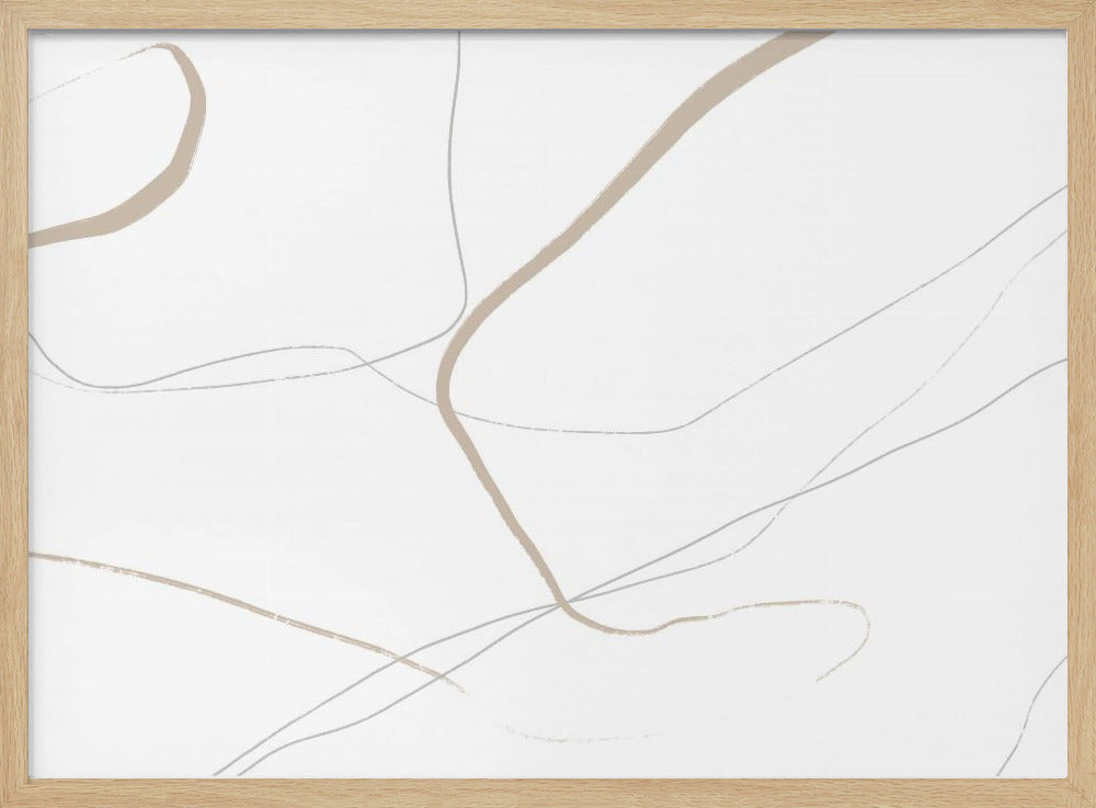 Beige en grijze lijnen op een witte achtergrond | Poster