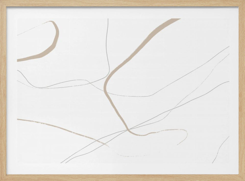 Beige en grijze lijnen op een witte achtergrond | Poster