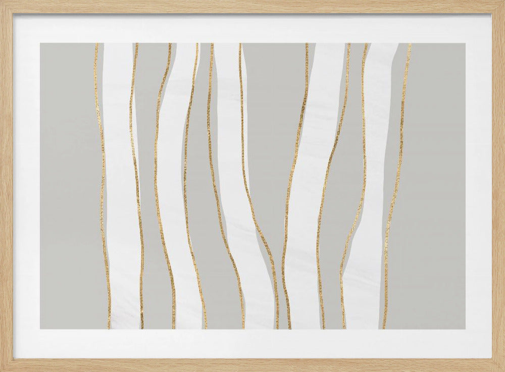 Goud en wit gouden golven | Poster