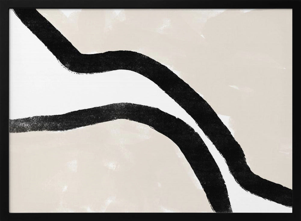 Zwarte lijnen op een getextureerde beige achtergrond | Poster