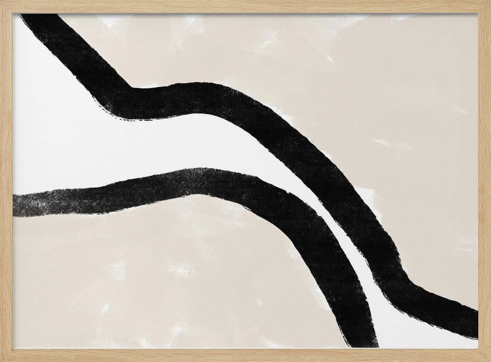 Zwarte lijnen op een getextureerde beige achtergrond | Poster