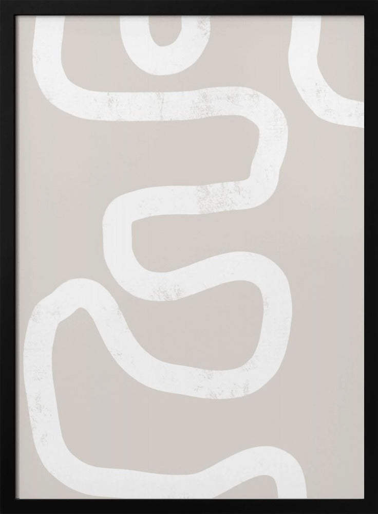 Vloeiende witte lijnen op een beige achtergrond | Poster