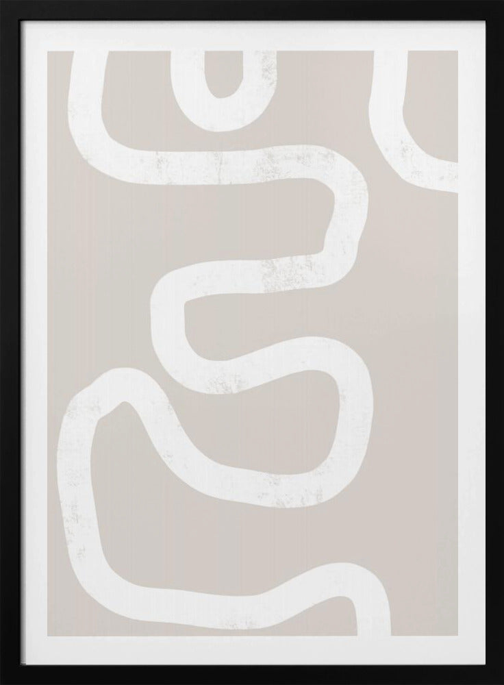 Vloeiende witte lijnen op een beige achtergrond | Poster