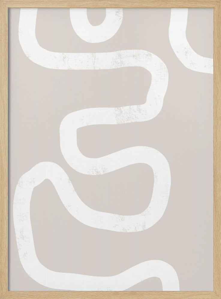 Vloeiende witte lijnen op een beige achtergrond | Poster