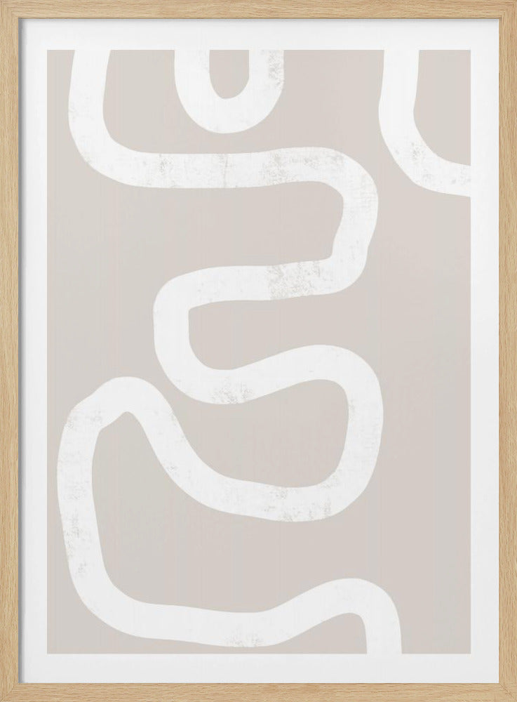 Vloeiende witte lijnen op een beige achtergrond | Poster