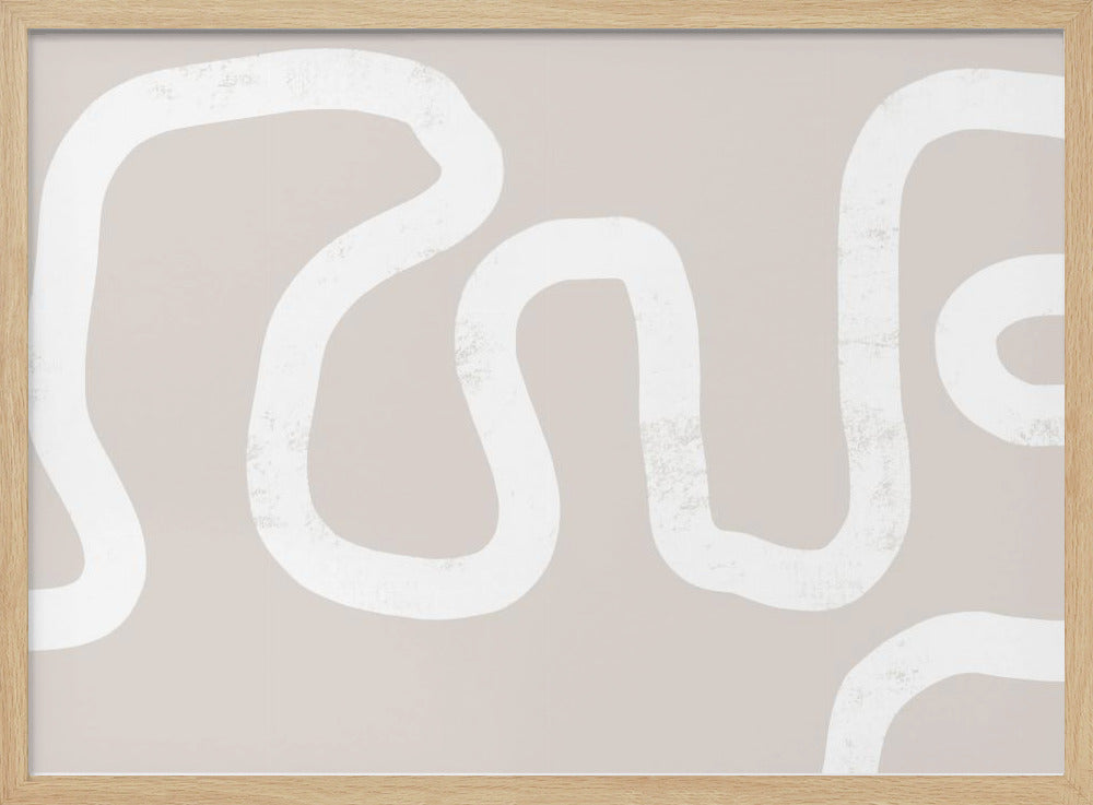 Vloeiende witte lijnen op een beige achtergrond | Poster
