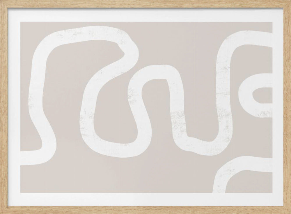 Vloeiende witte lijnen op een beige achtergrond | Poster