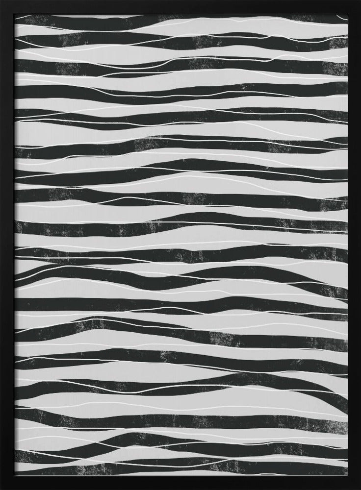 Zwart-witte golvenlijnen | Poster