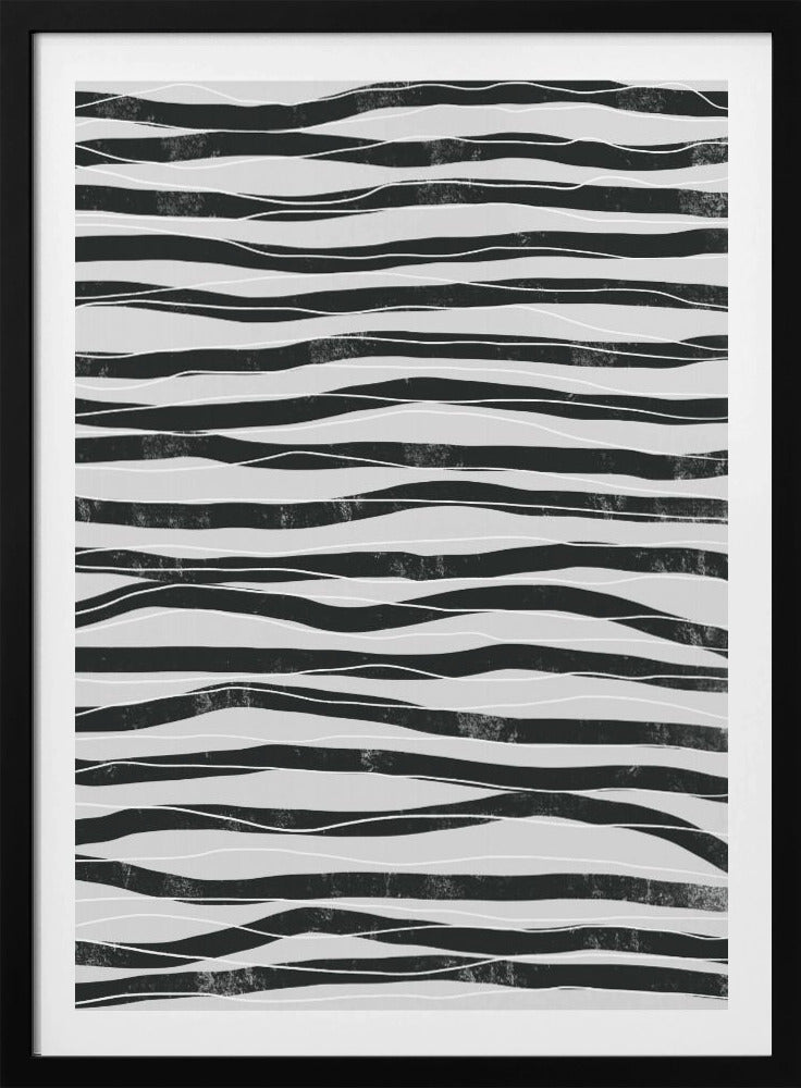 Zwart-witte golvenlijnen | Poster