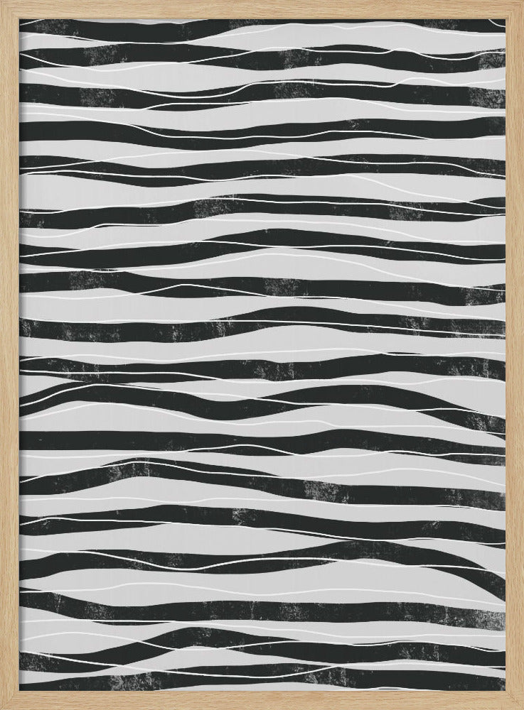 Zwart-witte golvenlijnen | Poster