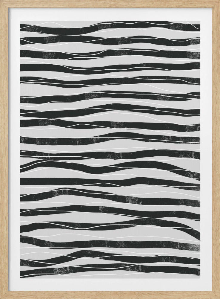 Zwart-witte golvenlijnen | Poster