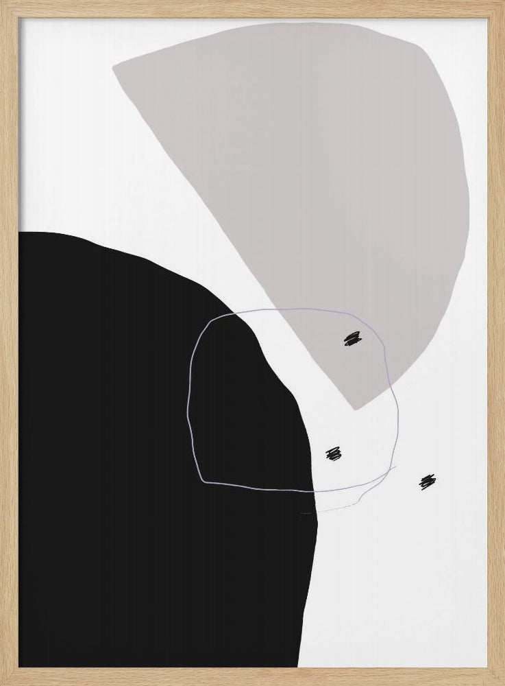 Opvallende zwarte en grijze vormen | Poster