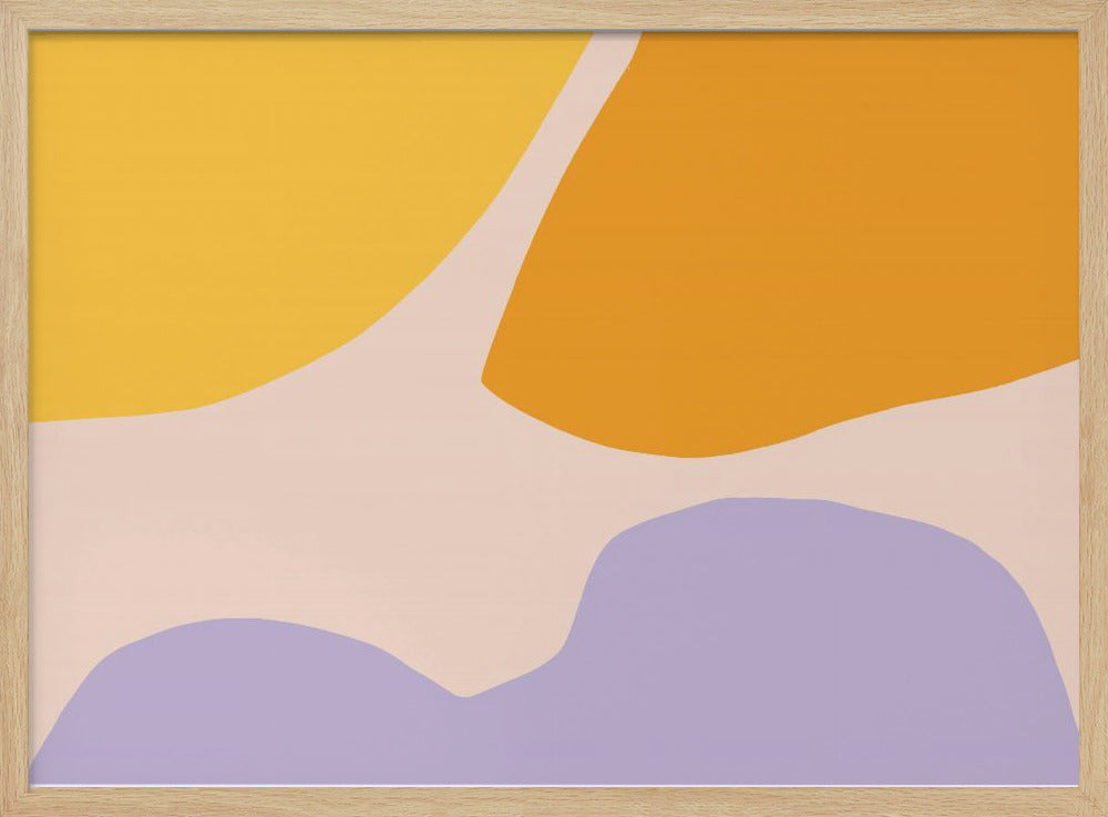 Zachte pastelvormen in geeloranje en paars | Poster