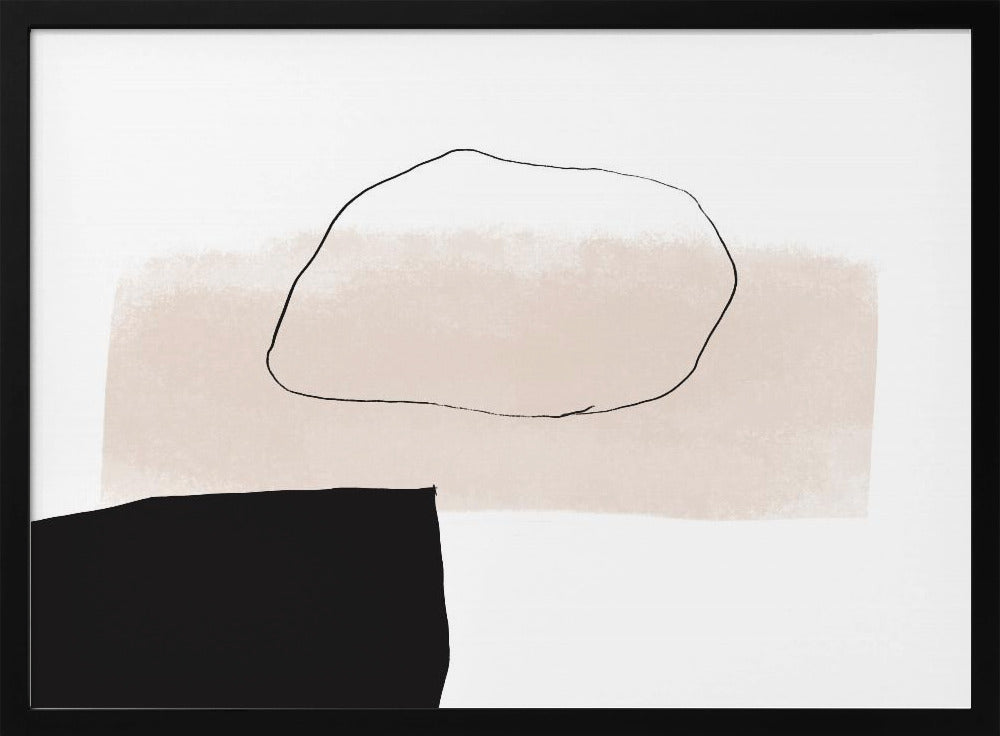 Beige vorm en zwart blok | Poster