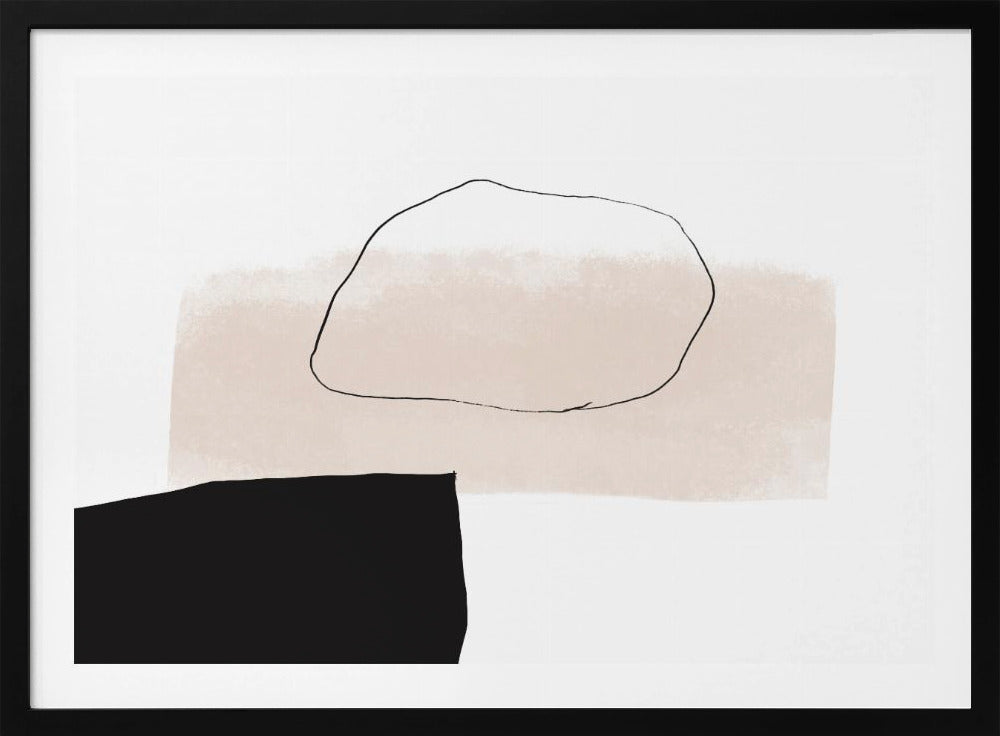 Beige vorm en zwart blok | Poster