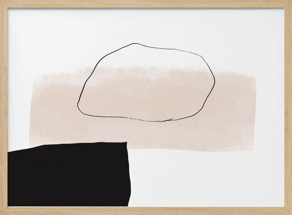 Beige vorm en zwart blok | Poster