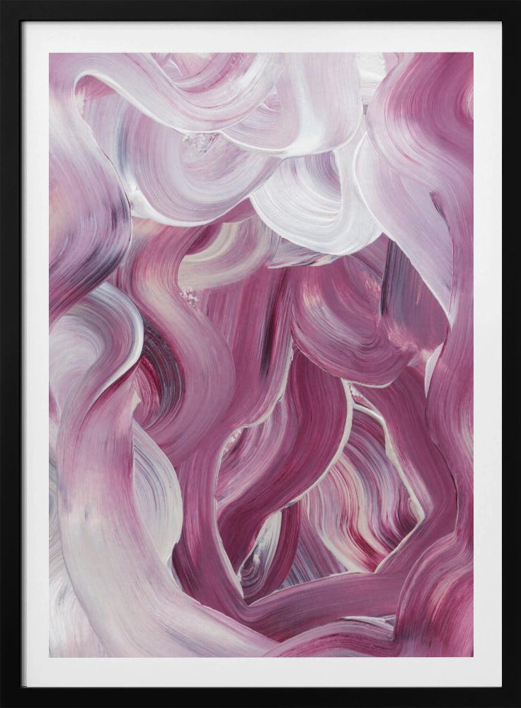 Expressieve roze en witte penseelstreken | Poster